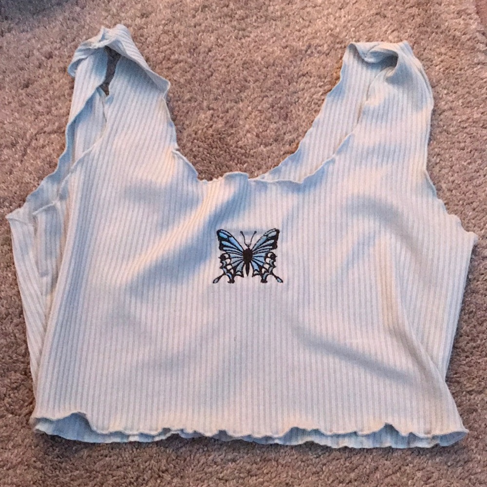 Embroidered butterfly tank